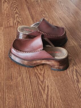 Candie's Brown Leather Platform Clogs